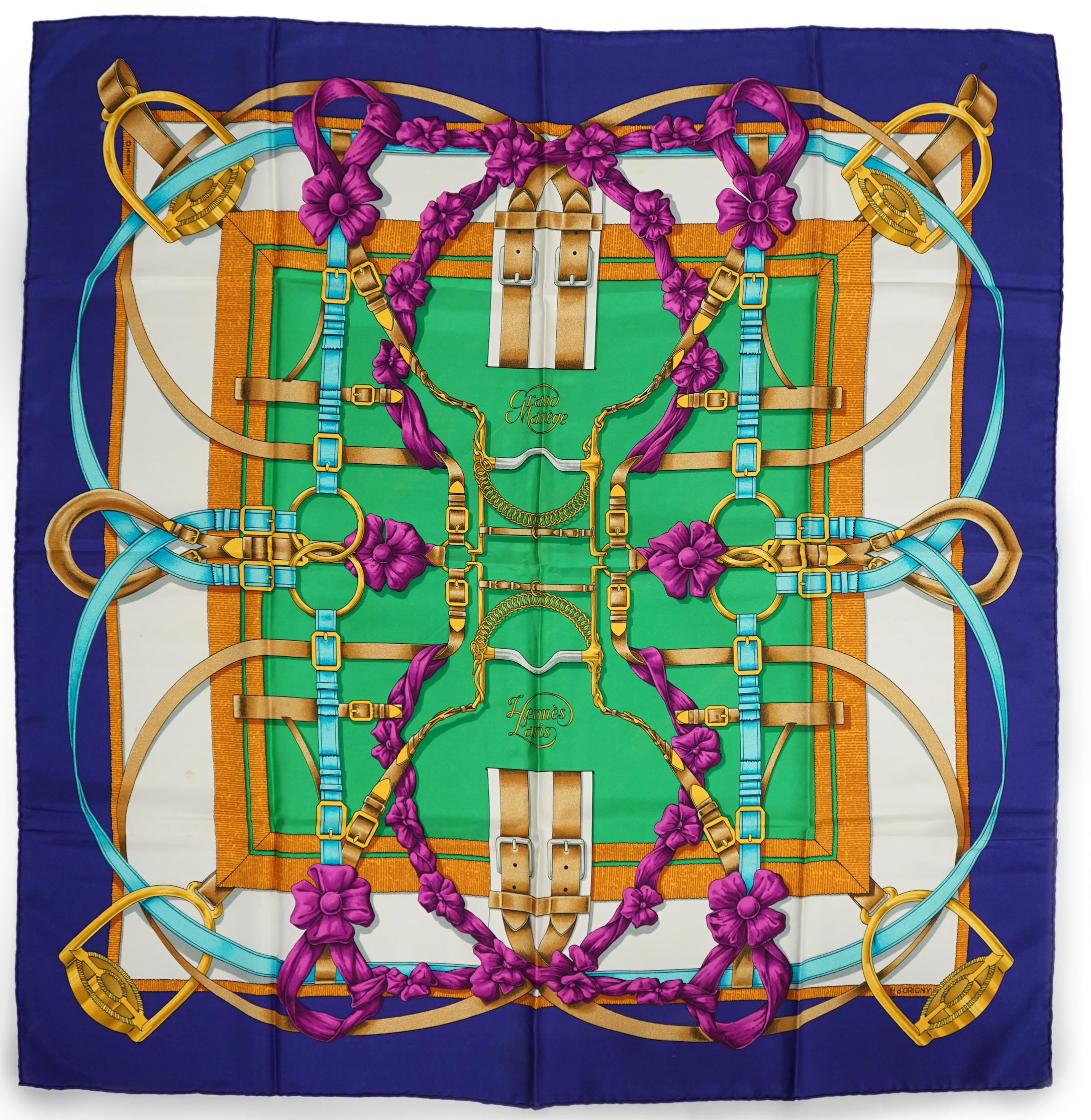A Hermès 'Grand Manège' Henry d'Origny silk scarf, 90cm x 90cm